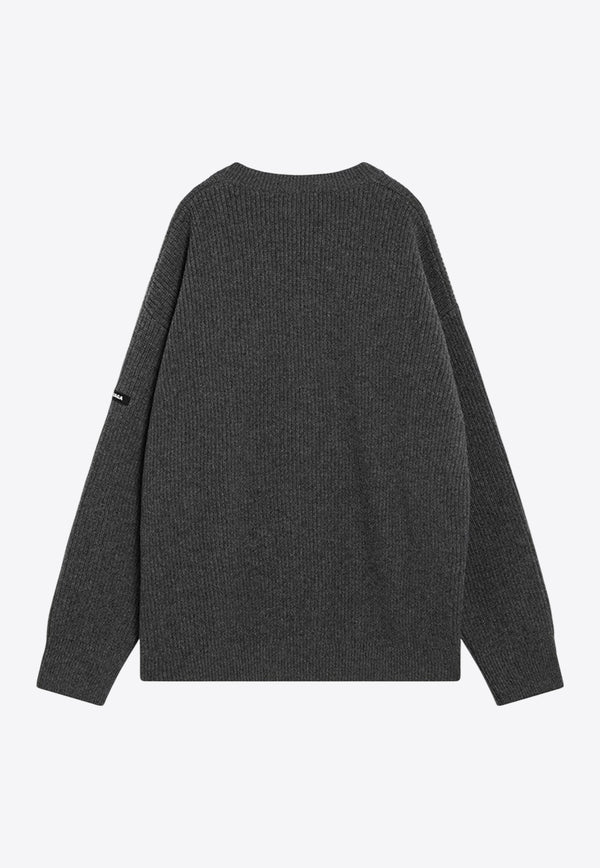 Balenciaga Crewneck Wool Knit Sweater Gray 808454T1703/P_BALEN-1401