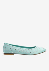 Elie Saab Kids Girls Studded Leather Ballet Flats Turquoise 8087904_TURQUOISE