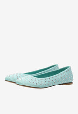 Elie Saab Kids Girls Studded Leather Ballet Flats Turquoise 8087904_TURQUOISE