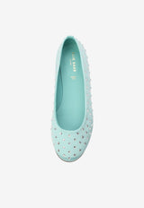 Elie Saab Kids Girls Studded Leather Ballet Flats Turquoise 8087904_TURQUOISE