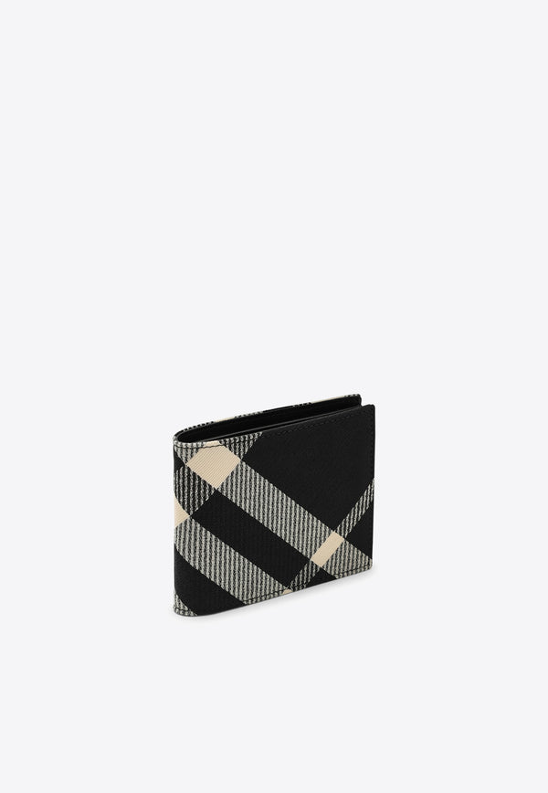 Burberry Check Fabric Bi-fold Wallet Black 8089520153462/O_BURBE-A1189