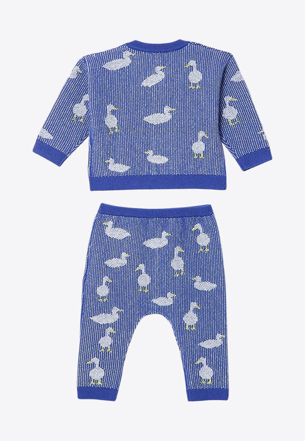 Burberry Kids Babies Jacquard Ducks Cardigan and Pants Set Blue 8089769156924/P_BURBE-B7647