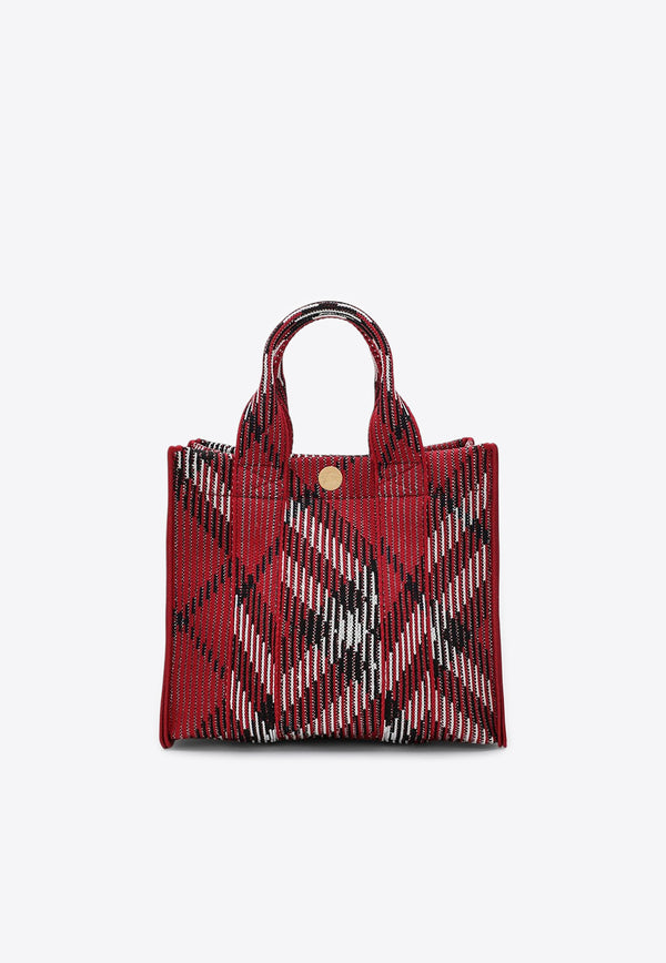 Burberry Mini Check Knitted Nylon Tote Bag Red 8093072158224/P_BURBE-C1212