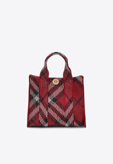 Burberry Mini Check Knitted Nylon Tote Bag Red 8093072158224/P_BURBE-C1212