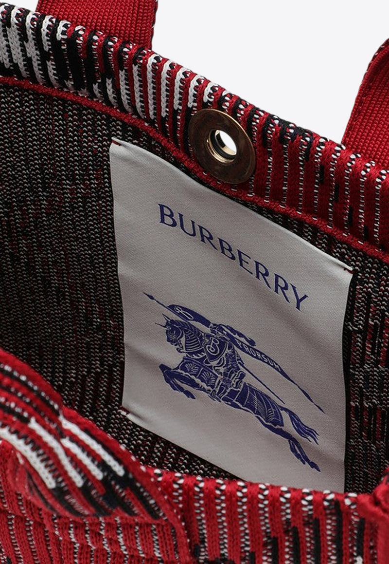 Burberry Mini Check Knitted Nylon Tote Bag Red 8093072158224/P_BURBE-C1212