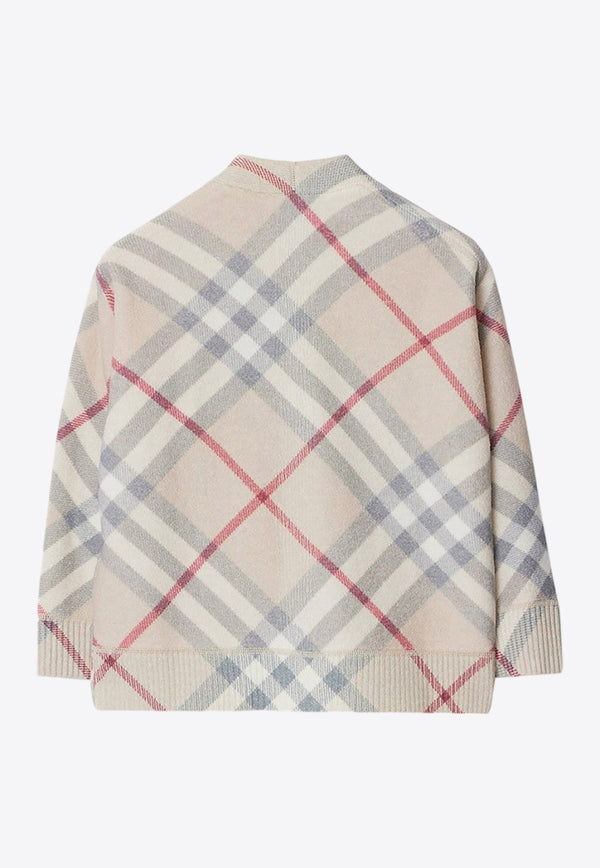 Burberry Kids Girls Nova Check Wool Cardigan Beige 8093145156931/P_BURBE-A2205