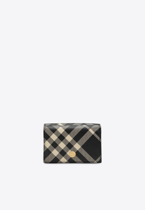 Burberry Small Checked Leather Wallet Black 8095292160296/P_BURBE-A1003