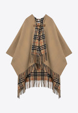 Burberry Wool Fringed Check Cape Beige 8096630161027/P_BURBE-B9719