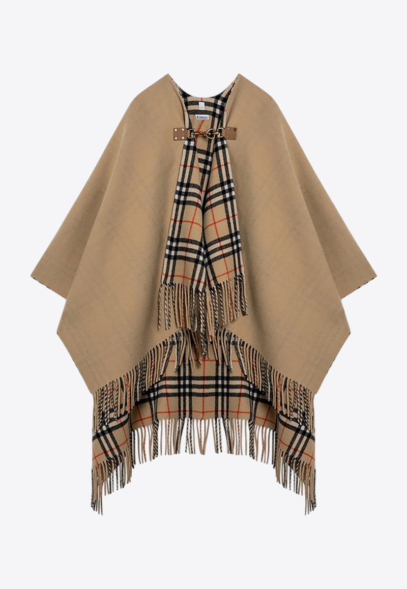 Burberry Wool Fringed Check Cape Beige 8096630161027/P_BURBE-B9719