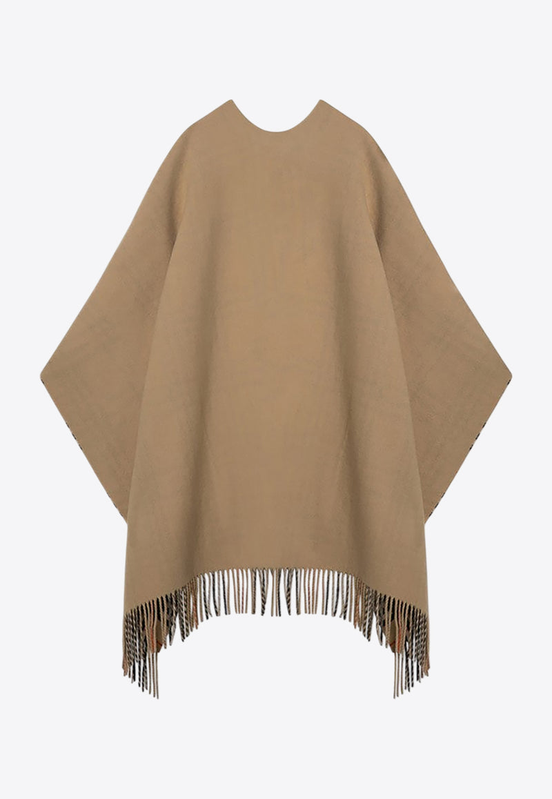 Burberry Wool Fringed Check Cape Beige 8096630161027/P_BURBE-B9719