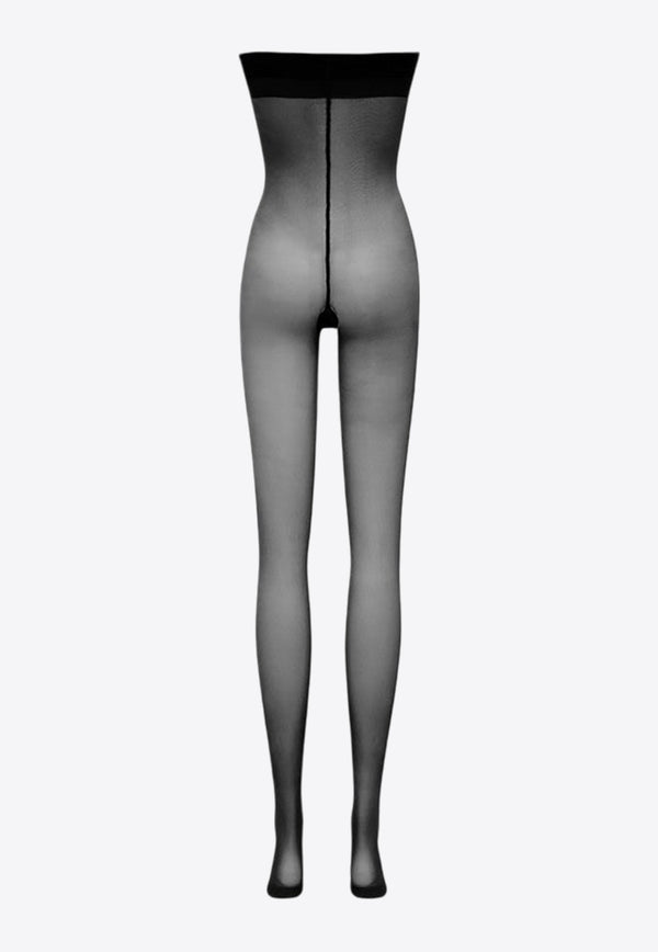 Saint Laurent Rhinestone Cassandre Jumpsuit Tights Black 809807Y37VL/P_YSL-1067