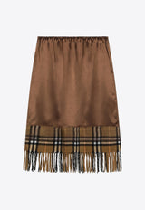 Burberry Checked Midi Fringed Skirt Brown 8098591148076/P_BURBE-C1428