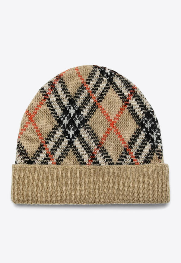 Burberry Cashmere Checked Beanie Beige 8098886159471/P_BURBE-A2021