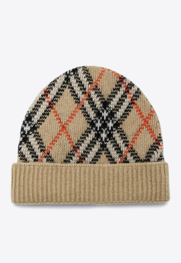 Burberry Cashmere Checked Beanie Beige 8098886159471/P_BURBE-A2021