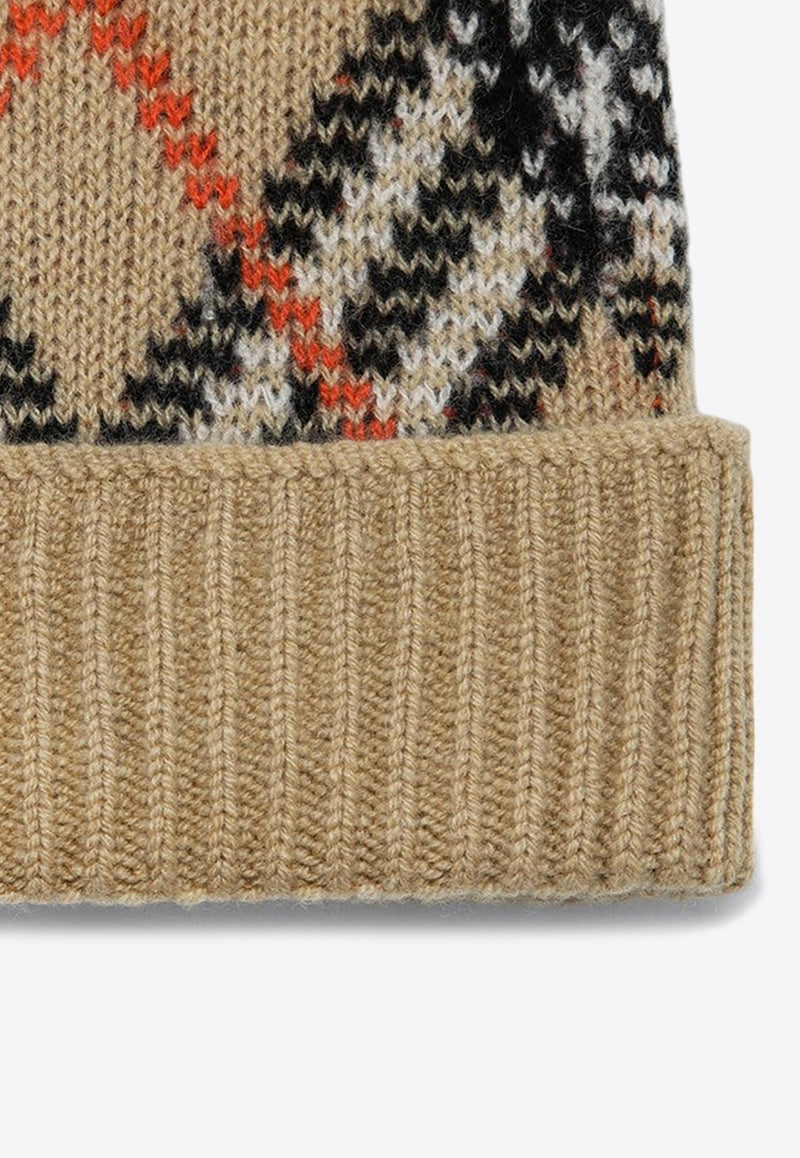 Burberry Cashmere Checked Beanie Beige 8098886159471/P_BURBE-A2021