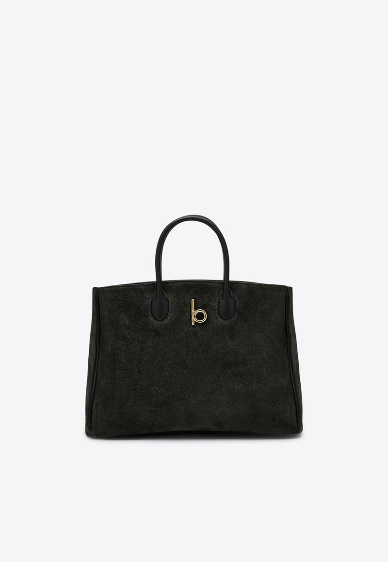 Burberry Medium Rocking Horse Suede Tote Bag Dark Green 8099557158524/P_BURBE-C1173