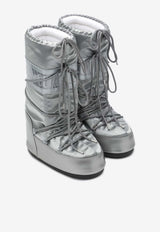 Moon Boot Icon Glace Satin Mid-Calf Boots Silver 80D1401680PL/R_MOONB-H001