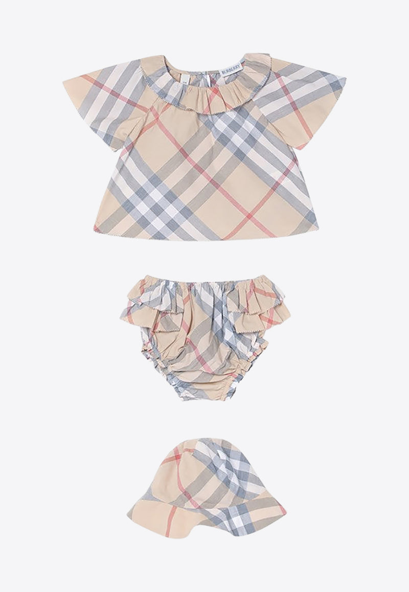 Burberry Kids Baby Girls Vintage Check Gift Set - Set of 3 Beige 8100700157508/Q_BURBE-A2205