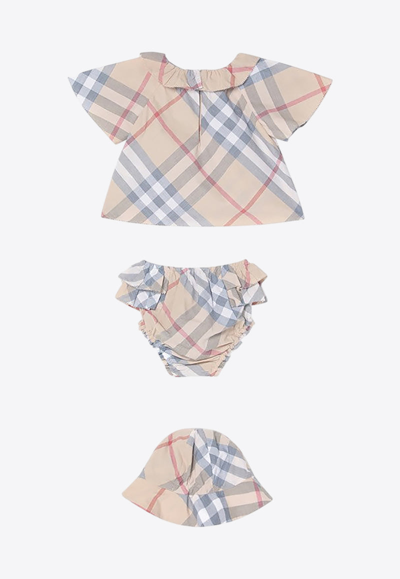 Burberry Kids Baby Girls Vintage Check Gift Set - Set of 3 Beige 8100700157508/Q_BURBE-A2205