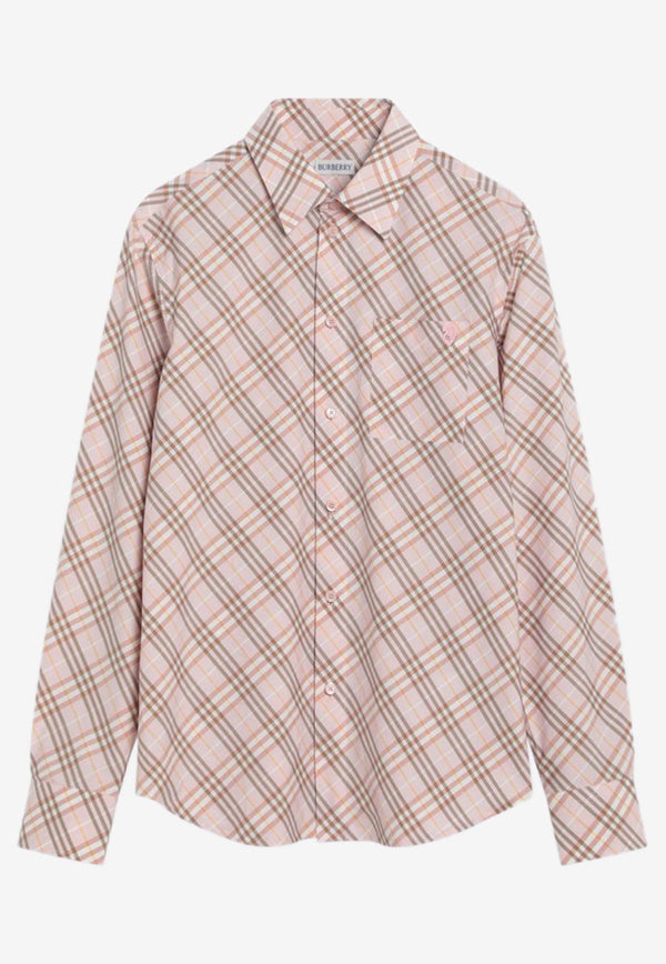 Burberry Checked Buttoned Shirt Pink 8101134162701/Q_BURBE-C2143