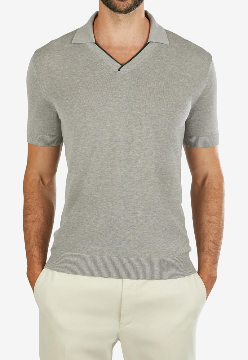 Slowear V-neck Polo T-shirt Gray 810182_GREY