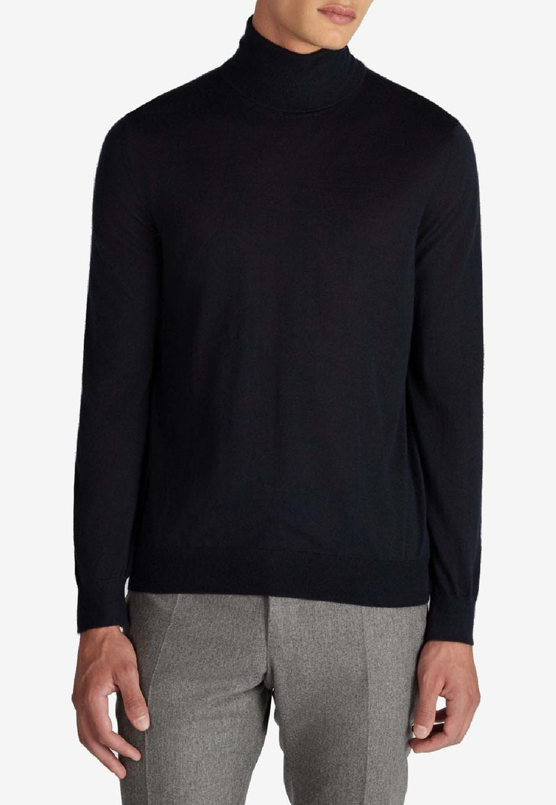 Glanshirt by Slowear Cashmere and Silk Turtleneck Sweater Blue 810195 ZW206_BLUE