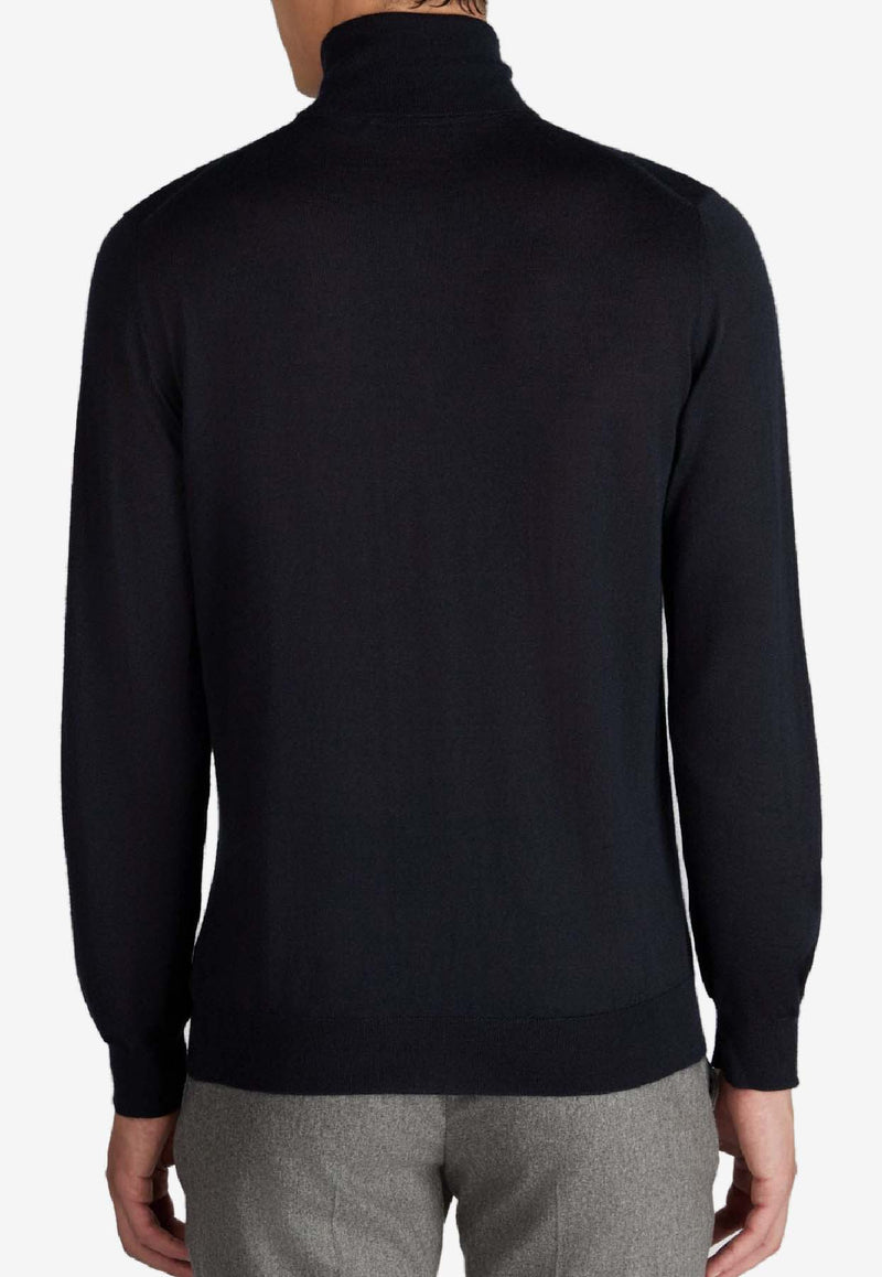 Glanshirt by Slowear Cashmere and Silk Turtleneck Sweater Blue 810195 ZW206_BLUE