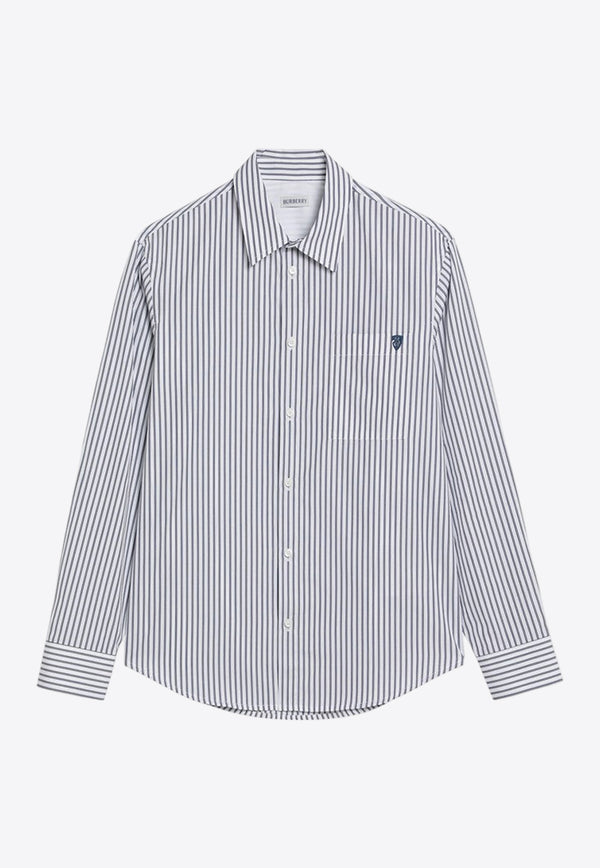 Burberry Striped Long-Sleeved Logo Shirt Light Blue 8102558163652/Q_BURBE-C1999