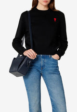 AMI PARIS Ami De Coeur Embroidered Wool Sweater Black BFFKS001001_001