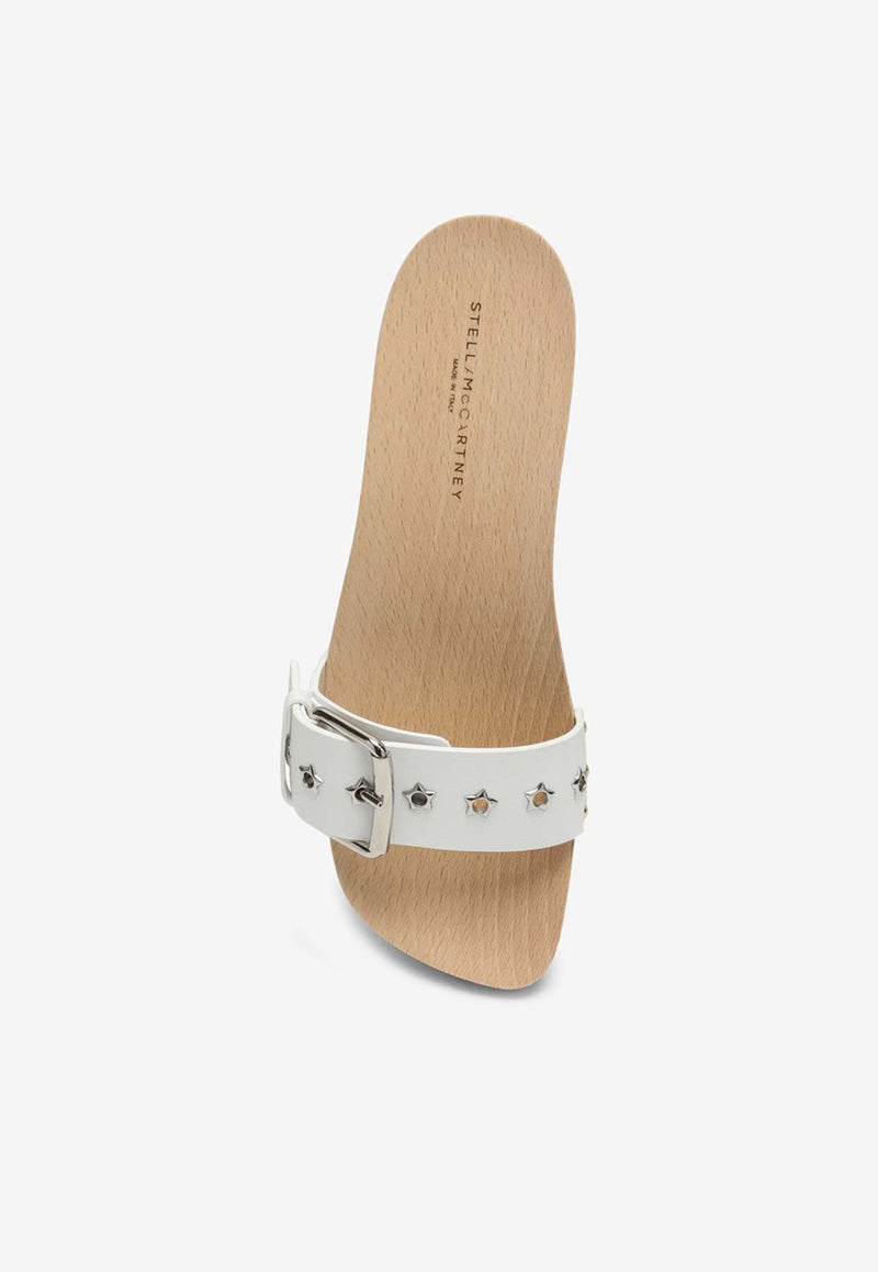 Stella McCartney Elyse Studded Flat Sandals White 810385AP00P0/O_STELL-9001