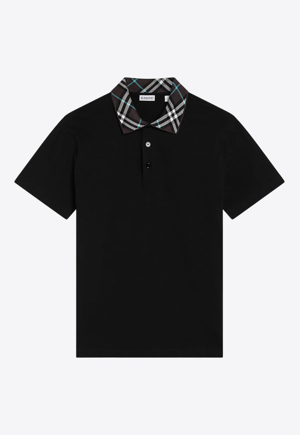 Burberry Check-Collar Polo T-shirt Black 8103865162876/Q_BURBE-A1189