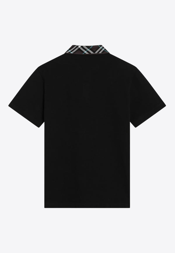 Burberry Check-Collar Polo T-shirt Black 8103865162876/Q_BURBE-A1189