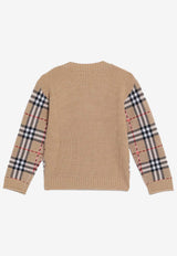 Burberry Kids Boys Vintage Check Wool Sweater Beige 8105822169405_BURBE-B9368