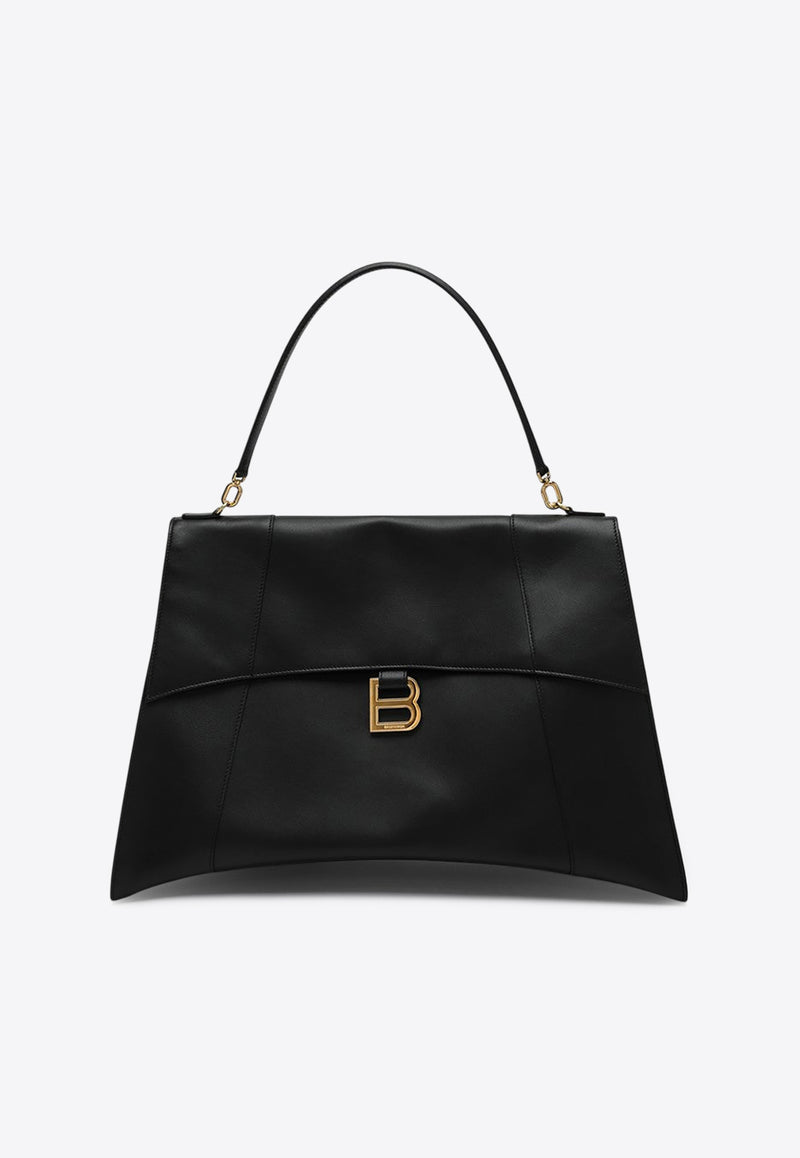 Balenciaga Large Hourglass Soft Leather Tote Bag Black 8107322ABF9/Q_BALEN-1000