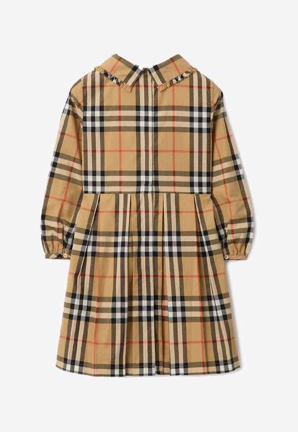Burberry Kids Girls Vintage Check Shirred Mini Dress Beige 8108991161801/R_BURBE-B9368