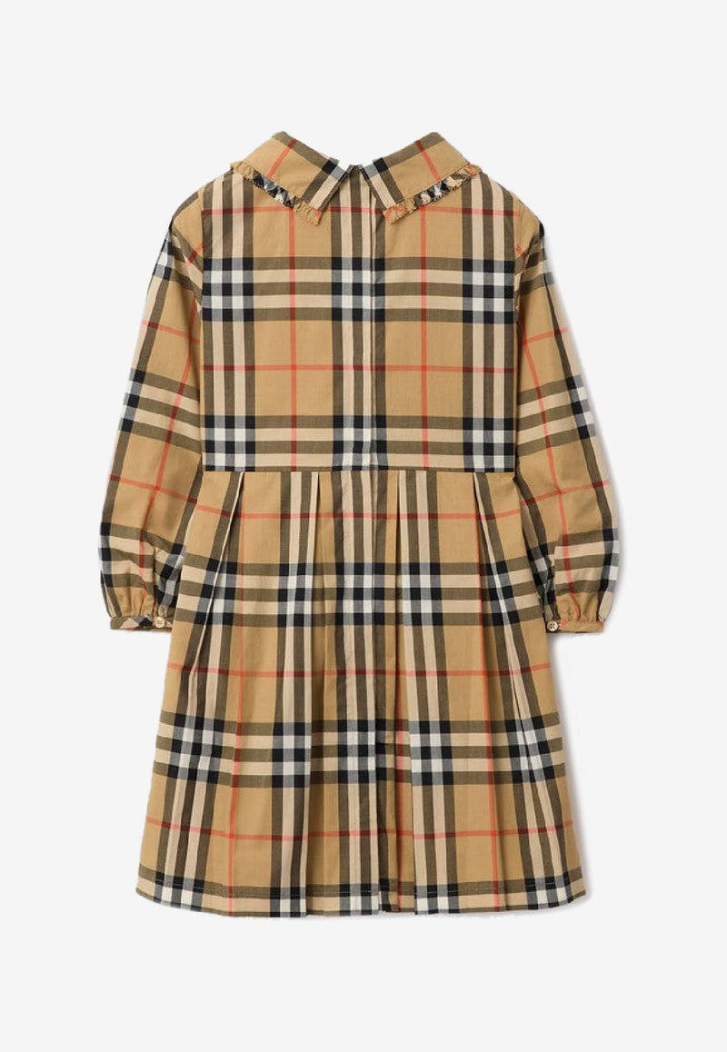 Burberry Kids Girls Vintage Check Shirred Mini Dress Beige 8108991161801/R_BURBE-B9368
