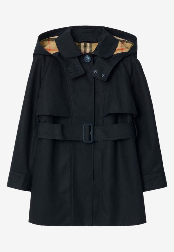 Burberry Kids Girls Single-Breasted Trench Coat Blue 8109346156631/R_BURBE-B8746