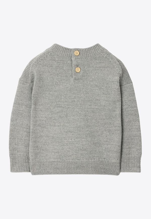 Burberry Kids Babies Thomas Bear Intarsia Kit Sweater Gray 8109473167481/R_BURBE-A1373