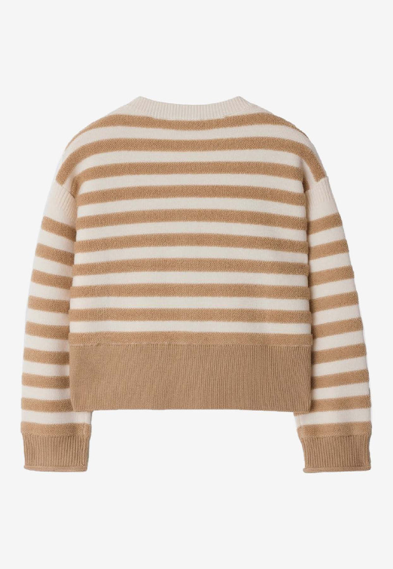 Burberry Kids Girls Striped Wool Cardigan Beige 8109484167446_BURBE-A8972