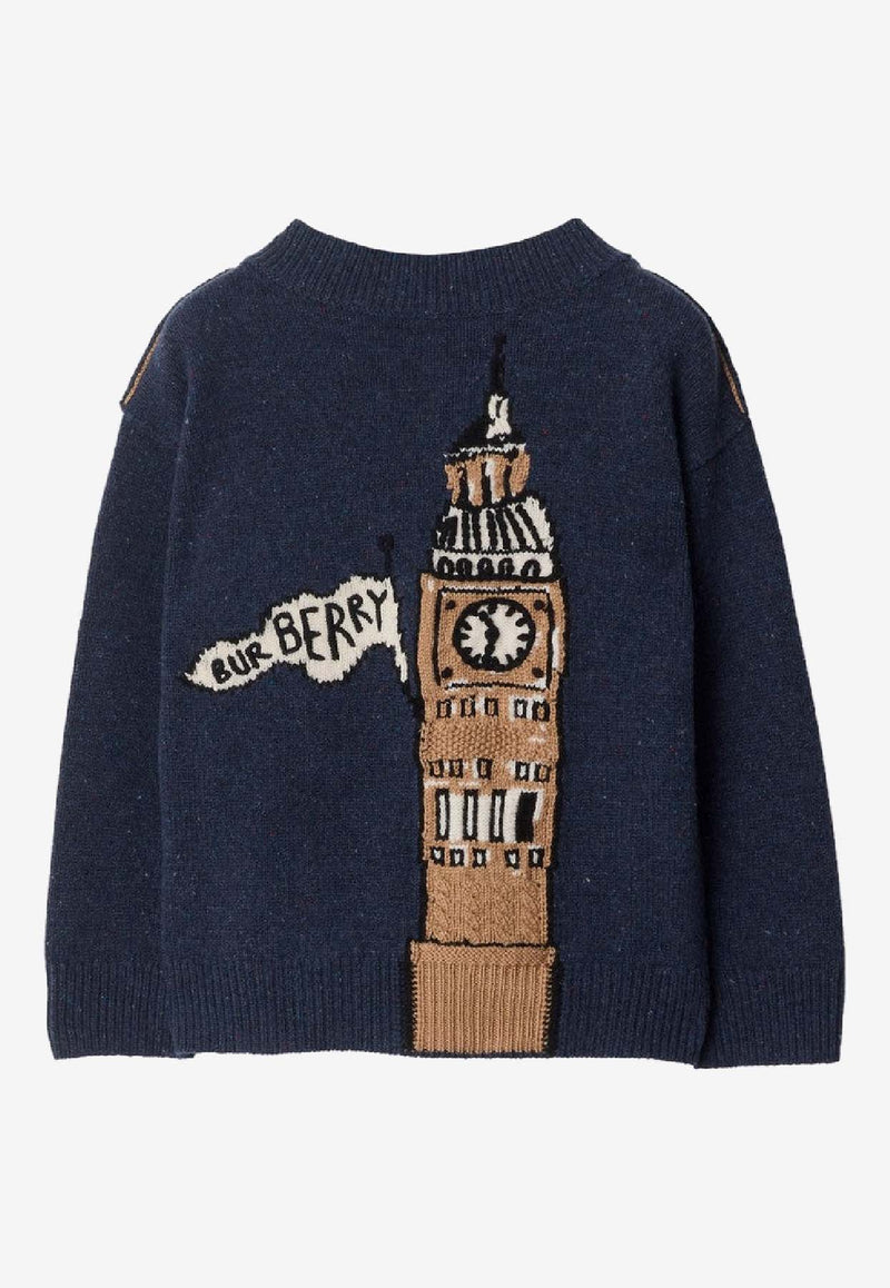 Burberry Kids Boys Big Ben Intarsia Knit Sweater Gray 8109516167567_BURBE-C1172