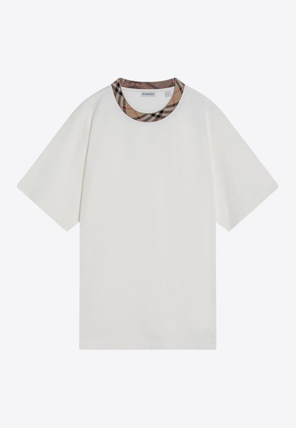Burberry Check-Trimmed Crewneck T-shirt White 8110100151696/R_BURBE-B7078