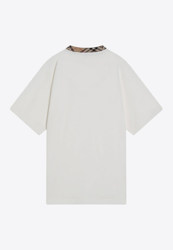 Burberry Check-Trimmed Crewneck T-shirt White 8110100151696/R_BURBE-B7078