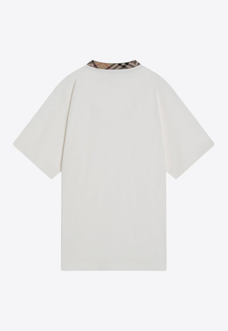 Burberry Check-Trimmed Crewneck T-shirt White 8110100151696/R_BURBE-B7078