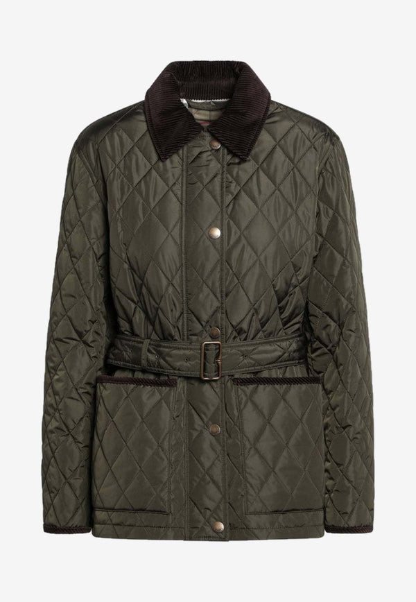 Burberry Quilted Belted Country Jacket Green 8110377166468/R_BURBE-C1748