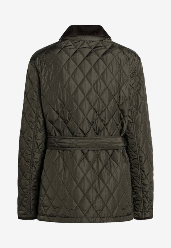 Burberry Quilted Belted Country Jacket Green 8110377166468/R_BURBE-C1748