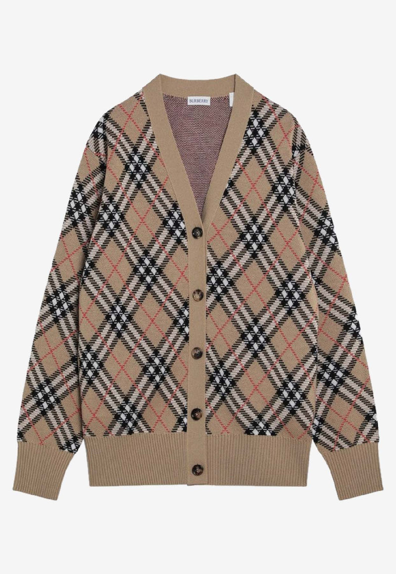 Burberry Wool Checked Cardigan Beige 8110579168187/R_BURBE-C1309