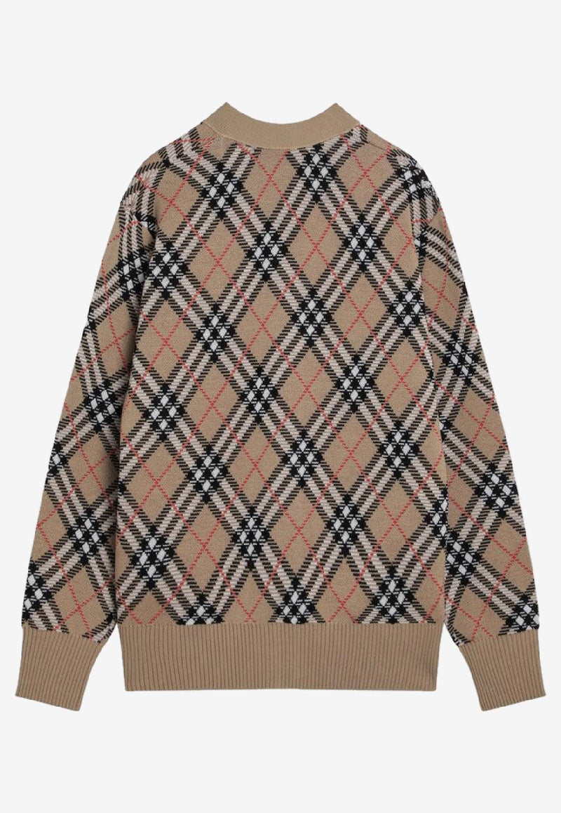 Burberry Wool Checked Cardigan Beige 8110579168187/R_BURBE-C1309