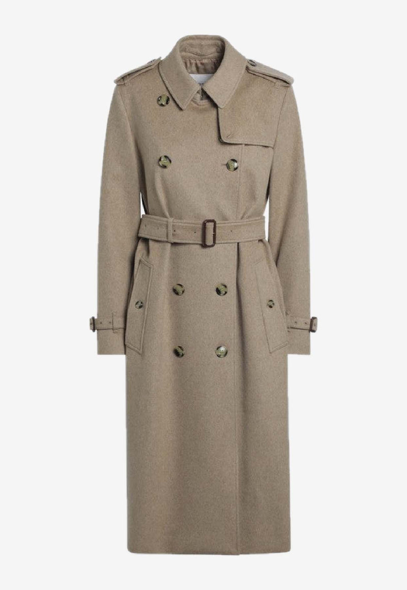 Burberry Double-Breasted Cashmere Trench Coat Beige 8110787168025/R_BURBE-C3036