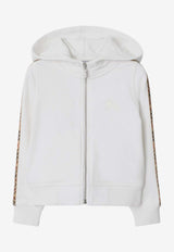 Burberry Kids Girls Check-Trimmed Zip-Up Hoodie White 8111903148165/S_BURBE-A1464