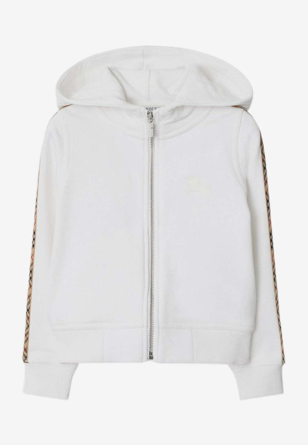 Burberry Kids Girls Check-Trimmed Zip-Up Hoodie White 8111903148165/S_BURBE-A1464